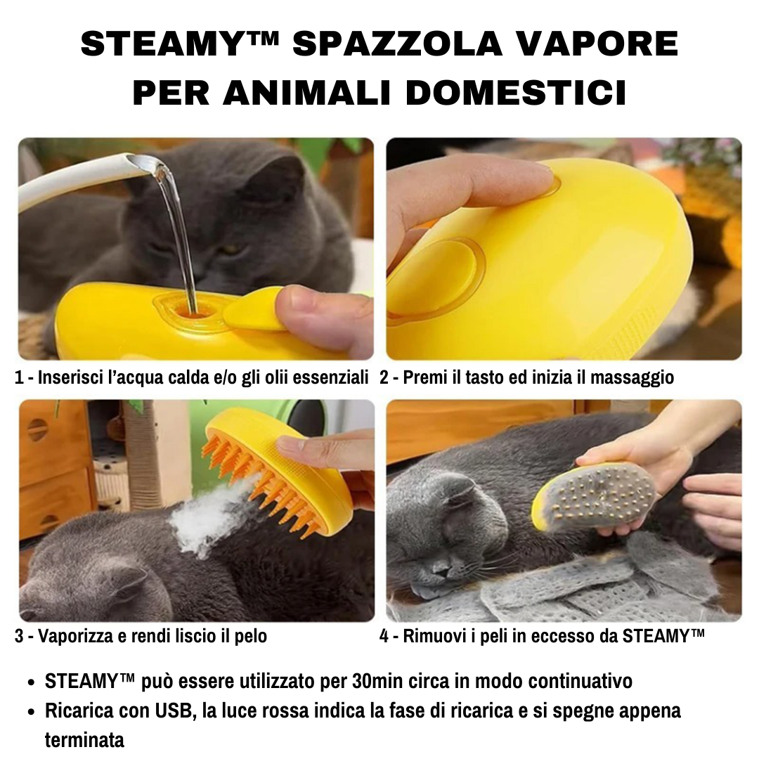 STEAMY™ SPAZZOLA VAPORE PER ANIMALI DOMESTICI